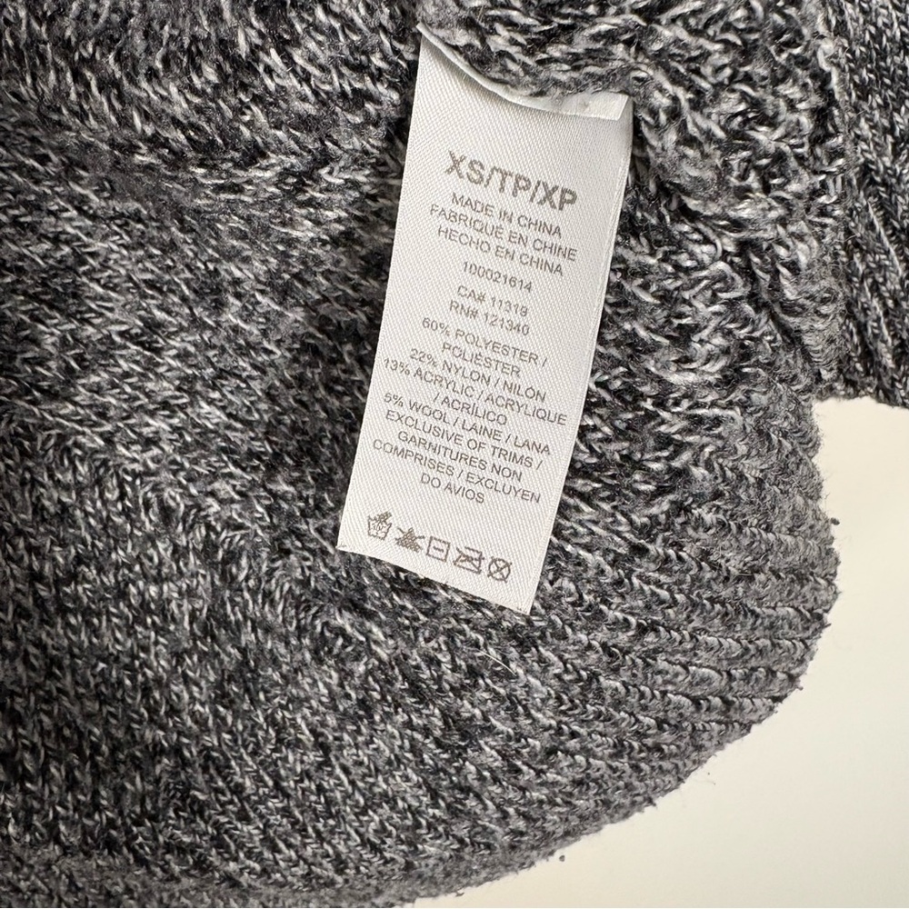 Dynamite Womens Long Open Front Cardigan, Grey & Black Cowl Collar Knit, Size XS - Picture 4 of 5